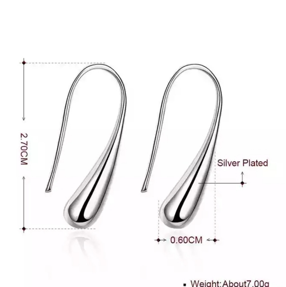 .925 Sterling Silver Copper Teardrop Huggie - Picture 2 of 5